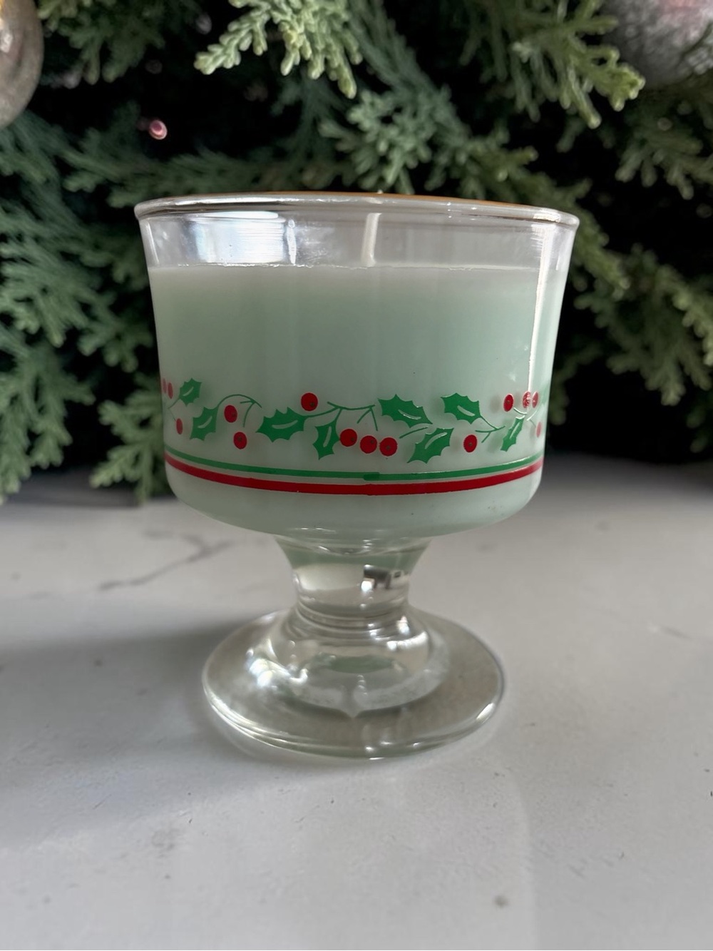 Holiday Holly Pedestal blueberry cheesecake Candle apricot soy wax